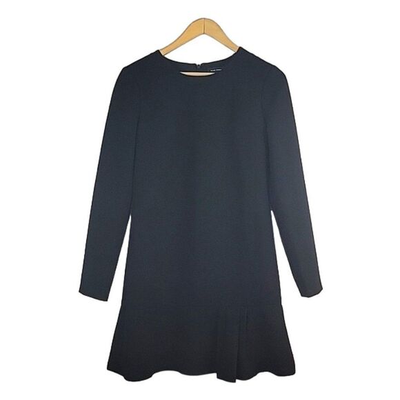 Club Monaco Babydoll Dress A-Line Zip Back Long Sleeve Black Size 4 - Picture 1 of 9